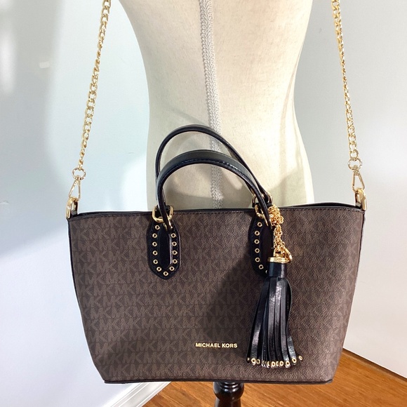 Michael Kors Handbags - MICHAEL KORS SMALL TOTE  TRAVEL CROSSBODY BAG BROWN LOGO  Size 13x7x4,5”